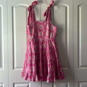Mille Kiara Pink Daisy Tiered Floral Mini Babydoll Dress Size Medium NWOT